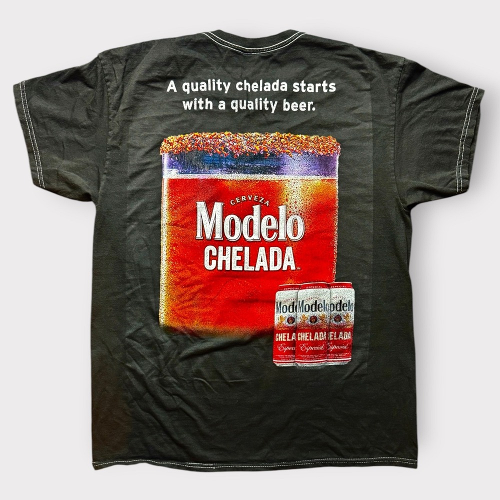 Modelo Chelada Beer Graphic T-Shirt Mens‎ Small Charcoal Gray Ripple Junction S